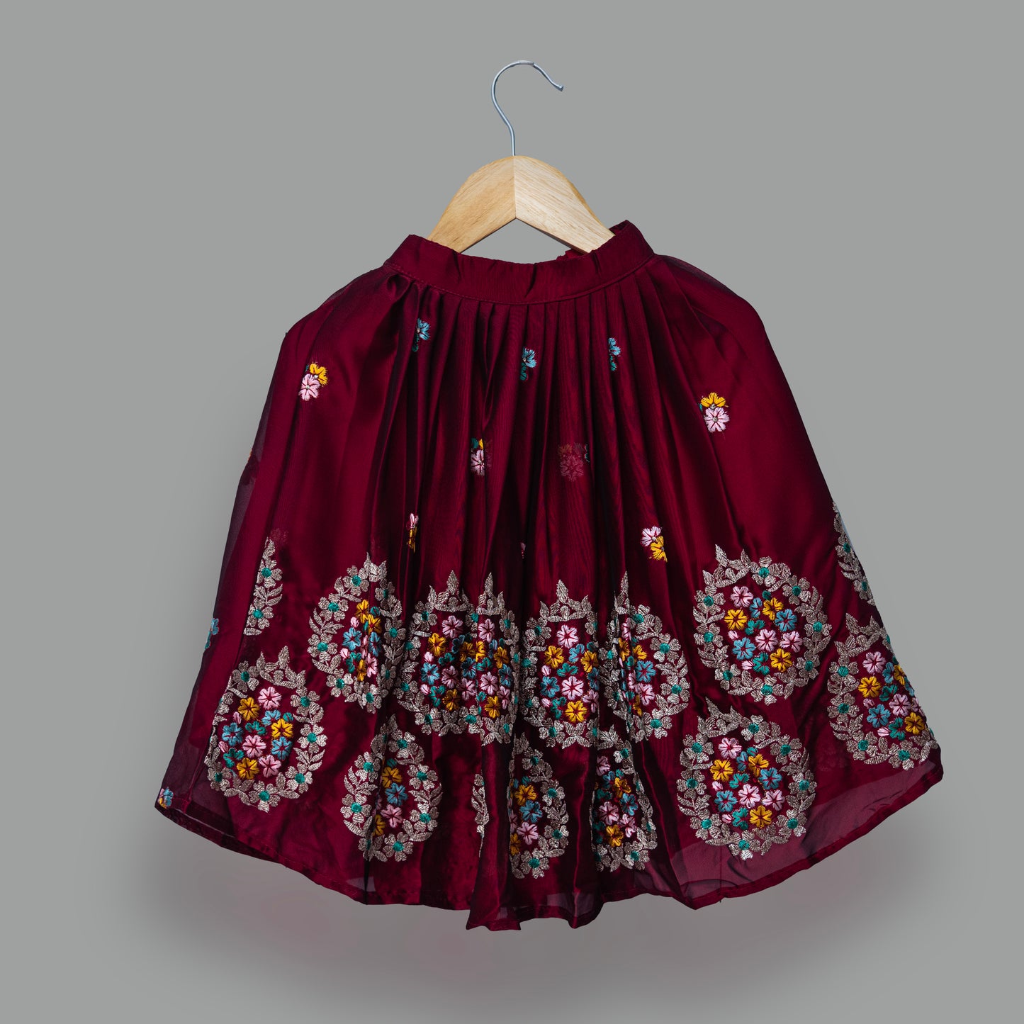 Yellow and Maroon Lehenga Choli