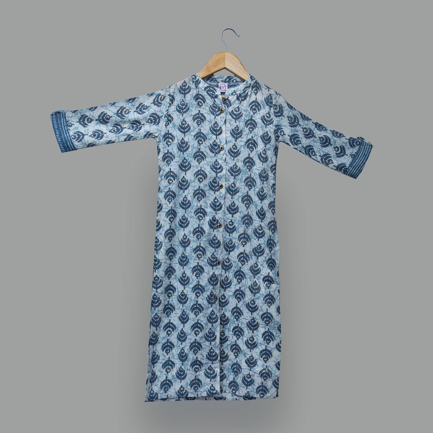 Blue Printed Cotton Co-Ord Kurti Set