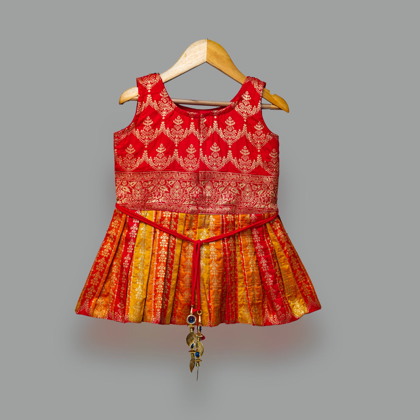 Orange and Cyan Dhoti Set