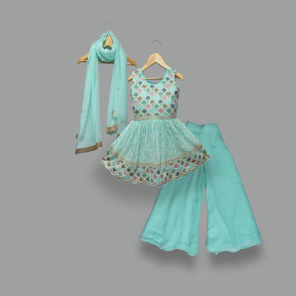 Teal Indowestern Palazzo Set